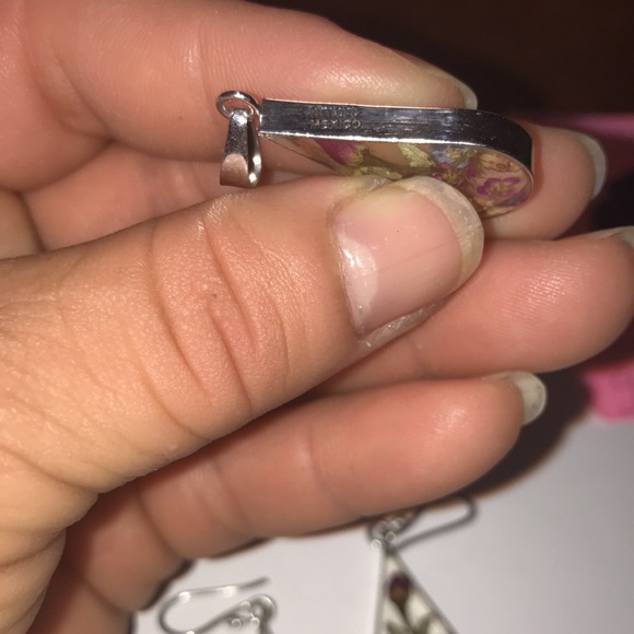 Juego de aretes con dije de plata 925 - Picture 2 of 2